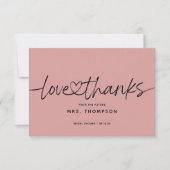 シンプル モダン スクリプト ラブ アンド サンクス ブライダル シャワー サンキューカード (正面)