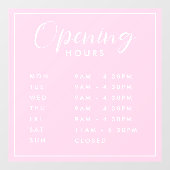 シンプル モダン ストア オープニング アワーズ ピンク ウィンドウサイン (シート)