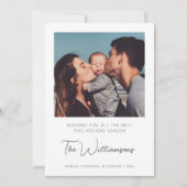 シンプル モダン タイポグラフィ カスタム グリーティング フォト シーズンカード (正面)