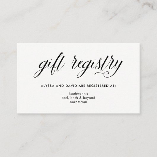 シンプル モダン タイポグラフィ | ギフト レジストリー インサート エンクロージャーカード (正面)