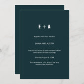 シンプル モダン タイポグラフィ ティールグリーン ウェディング 招待状 (正面/裏面)
