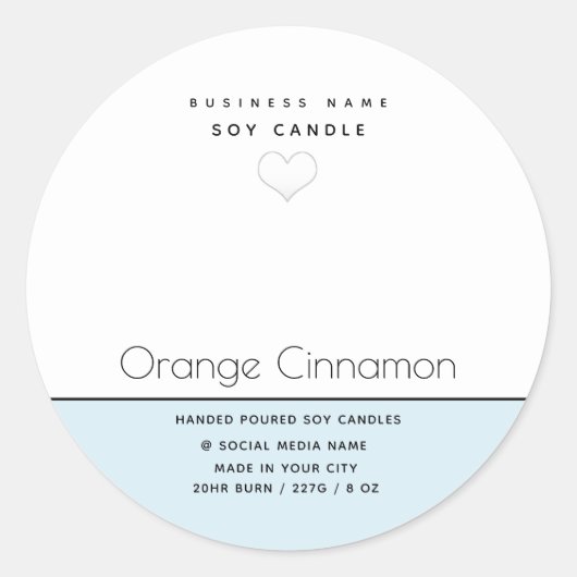 シンプル モダン タイポグラフィ 白 ハート キャンドル クロ ラウンドシール (正面)