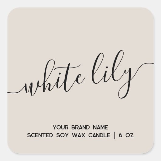 シンプル モダン タン ミニマル キャンドル ラベル (正面)