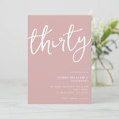 シンプル モダン ダスティ ローズ 30歳の誕生日 招待状 (スタンド正面)