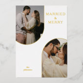 シンプル モダン ダブル アーチ ツー フォト 箔シーズンカード (正面)