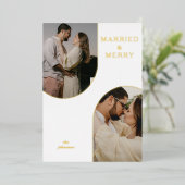 シンプル モダン ダブル アーチ ツー フォト 箔シーズンカード (立ち正面)