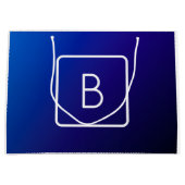 シンプル モダン ダークブルー オンブレ グラデーション & モノグラム ラージペーパーバッグ (正面)