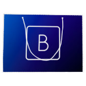 シンプル モダン ダークブルー オンブレ グラデーション & モノグラム ラージペーパーバッグ (裏面)