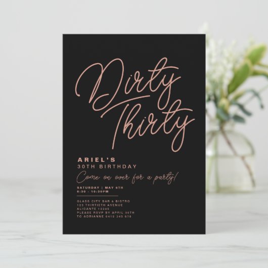 シンプル モダン ダーティサーティ 誕生日招待状 招待状 (スタンド正面)