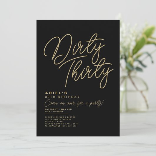 シンプル モダン ダーティサーティ 誕生日招待状 招待状 (スタンド正面)