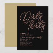 シンプル モダン ダーティーサーティー 誕生日招待状 招待状 (正面/裏面)