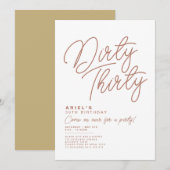 シンプル モダン ダーティーサーティー 誕生日招待状 招待状 (正面/裏面)