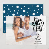 シンプル モダン ドット柄 フォト セーブ・ザ・デート (正面/裏面)