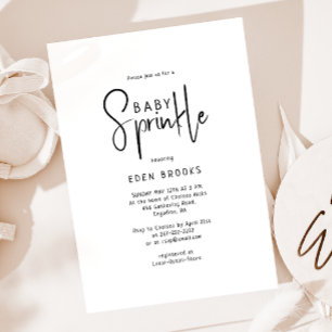 シンプル モダン ニュートラル ベビー スプリンкл 招待状
