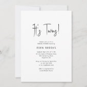 シンプル モダン ニュートラル 双子のベビーシャワー 招待状 (正面)