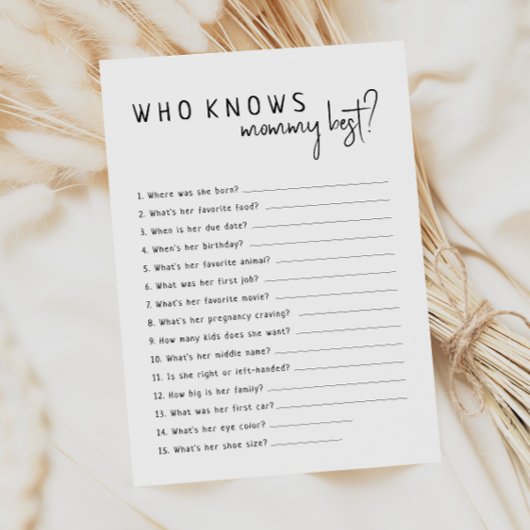 シンプル モダン ニュートラル 誰がママのことを一番知っている？ カード