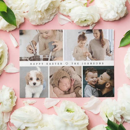 シンプル モダン ハッピーイースター ファミリーフォト コラージュ シーズンカード