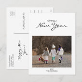 シンプル モダン ハッピー ニューイヤー フォト ポストカード (正面/裏面)