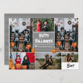 シンプル モダン ハッピー ハロウィン フォト ファミリー コラージュ シーズンカード (正面/裏面)