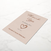 シンプル モダン ハート＆スクリプト サンクスカード 箔招待状 (回転した状態)