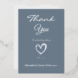 シンプル モダン ハート＆スクリプト サンクスカード 箔招待状