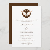 シンプル モダン バタフライ ウェディング 招待状 (正面/裏面)