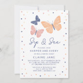 シンプル モダン バタフライ シップ アンド シー 招待状 (正面)