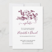 シンプル モダン バーガンディー 結婚式 アップデート 招待状 (正面)