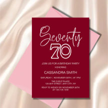 シンプル モダン バーガンディ タイポグラフィ 70歳の誕生日