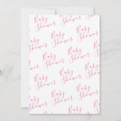 シンプル モダン ピンク ベビーシャワー 招待状 (裏面)