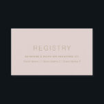 シンプル モダン ピンク ベージュ 結婚式 ギフト レジストリー エンクロージャーカード<br><div class="desc">このシンプルでミニマル、そしてモダンな結婚式のギフト レジストリーの封入カードは、ライト ピンク ベージュの背景に偽のゴールド/ブラウンのモダンな文字が特徴です。私のストアで matching 製品を見つけることができます。</div>