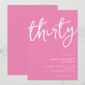 シンプル モダン ピンク 30歳の誕生日 招待状 (正面/裏面)