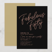 シンプル モダン ファビュラス50 バースデー インビテーション (正面/裏面)
