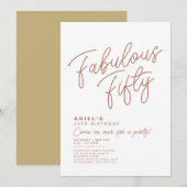 シンプル モダン ファビュラス50 バースデー インビテーション (正面/裏面)