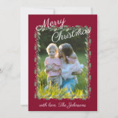 シンプル モダン ファミリー フォト クリスマス ホリデー カード (正面)