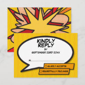 シンプル モダン ファン コミックブック スピーチ バブル 出欠カード (正面/裏面)