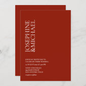 シンプル モダン ファーストネーム ウォーム レッド 招待状 (正面/裏面)