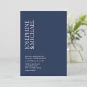 シンプル モダン ファーストネーム ネイビーブルー 招待状 (スタンド正面)