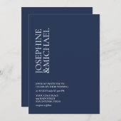 シンプル モダン ファーストネーム ネイビーブルー 招待状 (正面/裏面)