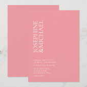 シンプル モダン ファーストネーム ピンクとホワイトの招待状 招待状 (正面/裏面)