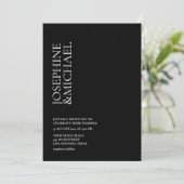 シンプル モダン ファーストネーム ブラック＆ホワイト 招待状 (スタンド正面)