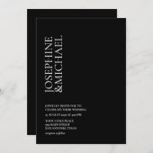 シンプル モダン ファーストネーム ブラック＆ホワイト 招待状 (正面/裏面)