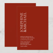 シンプル モダン ファーストネーム ワーム レッド 招待状 (正面/裏面)