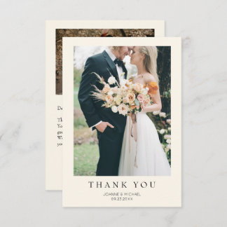 シンプル モダン フォト ウェディング サンキューカード