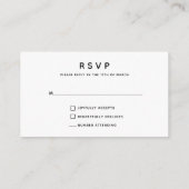 シンプル モダン フォト ウェディング RSVP 付箋カード エンクロージャーカード (裏面)