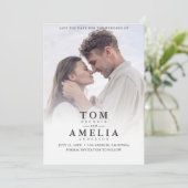 シンプル モダン フォト セーブ・ザ・デート QRコード 結婚式 招待状 (スタンド正面)