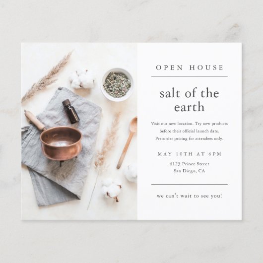 シンプル モダン フォト ビジネス オープン ハウス ご招待 チラシ (正面)