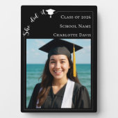 シンプル モダン フォト ブラック ホワイト 卒業 フォトプラーク (正面)