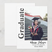 シンプル モダン フォト 卒業おめでとう 招待状 (正面/裏面)