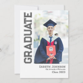 シンプル モダン フォト 卒業発表 招待状